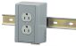 DIN-R UTL BOX, 15A 125V, DUP, W/CB, GY
