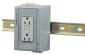 DIN-R UTL BOX, 15A 125V,DUP,GFCI,VERT,GY