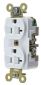 DUP RCPT, HD IND GRD, 20A 125V, 5-20R,WH