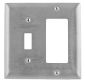 WALLPLATE, 2-G, SW/GFCI, SS