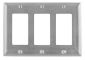 WALLPLATE, 3-G, GFCI, SS