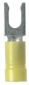 Pan-Term PV10-10LF-L Fork Terminal, Yellow, Vinyl, 10-12 AWG, #10 Stud, PK50