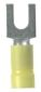 Pan-Term PV10-8F-L Fork Terminal, Yellow, Vinyl, 10-14 AWG, #8 Stud, PK50
