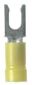 Pan-Term PV10-8LF-L Fork Terminal, Yellow, Vinyl, 10-12 AWG, #8 Stud, PK50