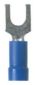 Pan-Term PV14-10F-C Fork Terminal, Blue, Vinyl, 14-16 AWG, #10 Stud, PK100