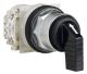 Selector switch, Harmony 9001K, metal, black long handle, 30mm, 3 positions, return both sides to center, 1 change over