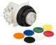Push-button, Harmony 9001SK, plastic, projecting, 7 colours choice, 30mm, spring return, 1 C/O